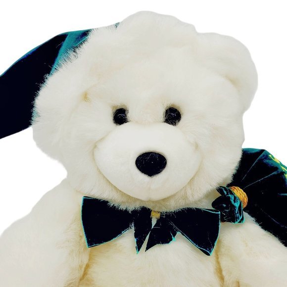 RARE MTY Int'l Christmas Teddy Bear Plush White Dan Dee Stuffed Animal 12" Santa - Picture 2 of 7